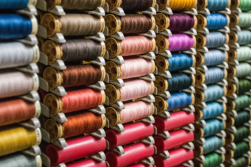 Textile thread spools in various colors